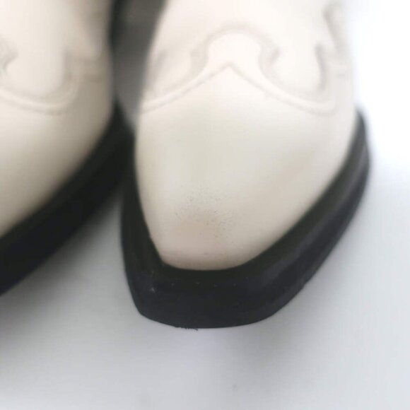 GANNI Embroidered Western Boots Cream Leather Size 39 - Picture 4 of 12